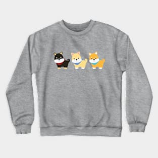 Three Adorable Shiba Inu Dog Cartoons Wearing Bandanas Crewneck Sweatshirt